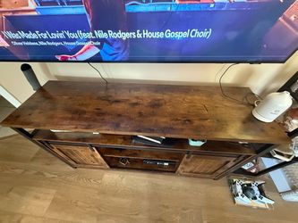 Rustic Wood and Metal TV Stand 55x16x30