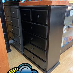 Six Drawer Black Pinewood Dresser Cajonera Comoda Bonita 