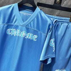 Mens C hrome Hearts Blue Jersey Top