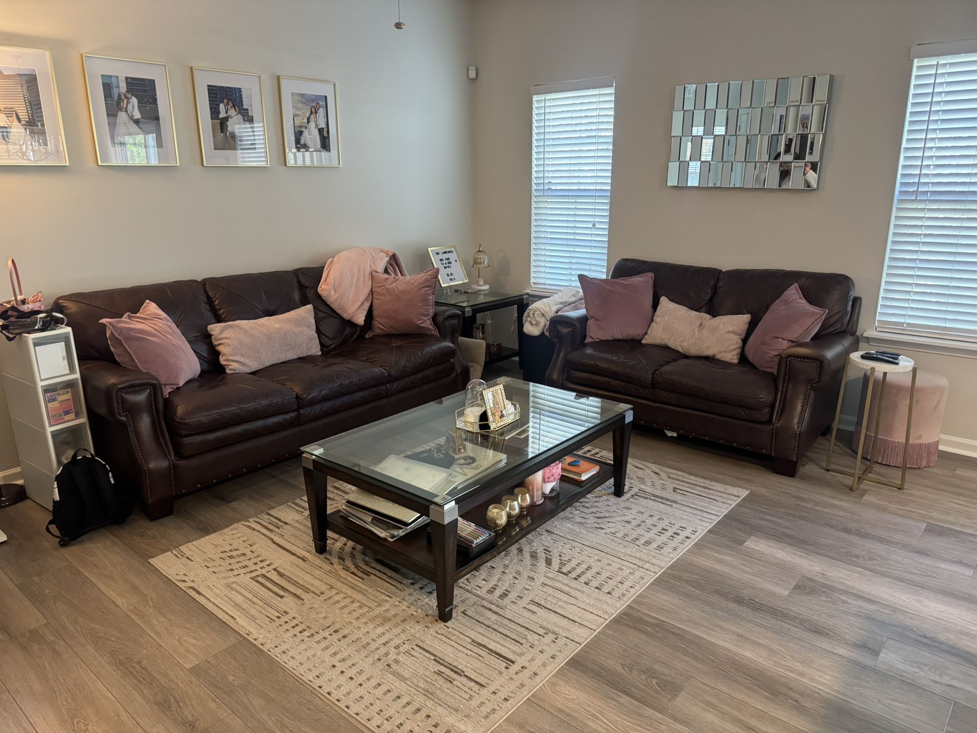 Leather Sofa And Coffee Tables 