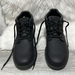 ROCKPORT Men Black Leather Boots Slip Resistant Hydro Shield Waterproof Sz 9.5 W