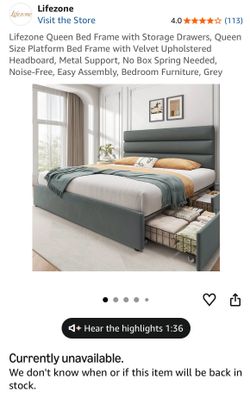 Queen Size Bed Frame w/Storage drawers