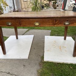 Antique English Oak Arts And Crafts Writing Desk Table