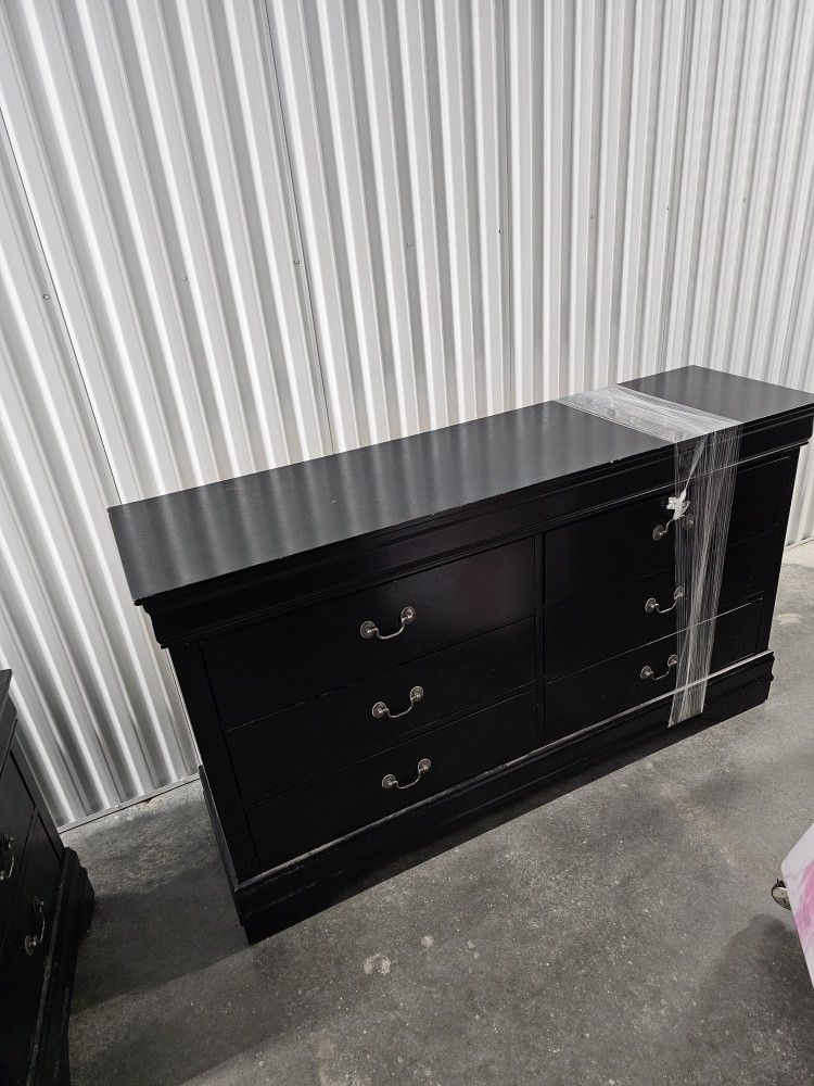 
🔥 Black Queen Bedroom Furniture Set • Dresser + 2 Nightstands + Bed Frame 🔥
