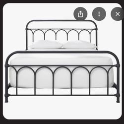 Black Metal Queen Bed Frame with Mattress 