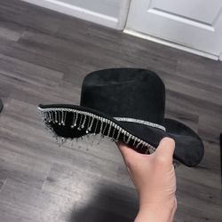 Black cowboy rhinestone Hat Coachella