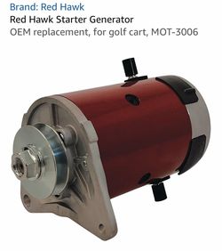 Red Hawk Starter Generator OEM replacement, for golf cart, MOT-3006