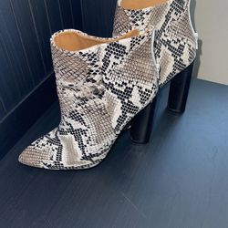 High Heel Snake Print Boots