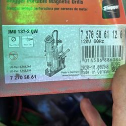Slugger Portable Magnetic Drill Press Model - JMU 137-2 QW