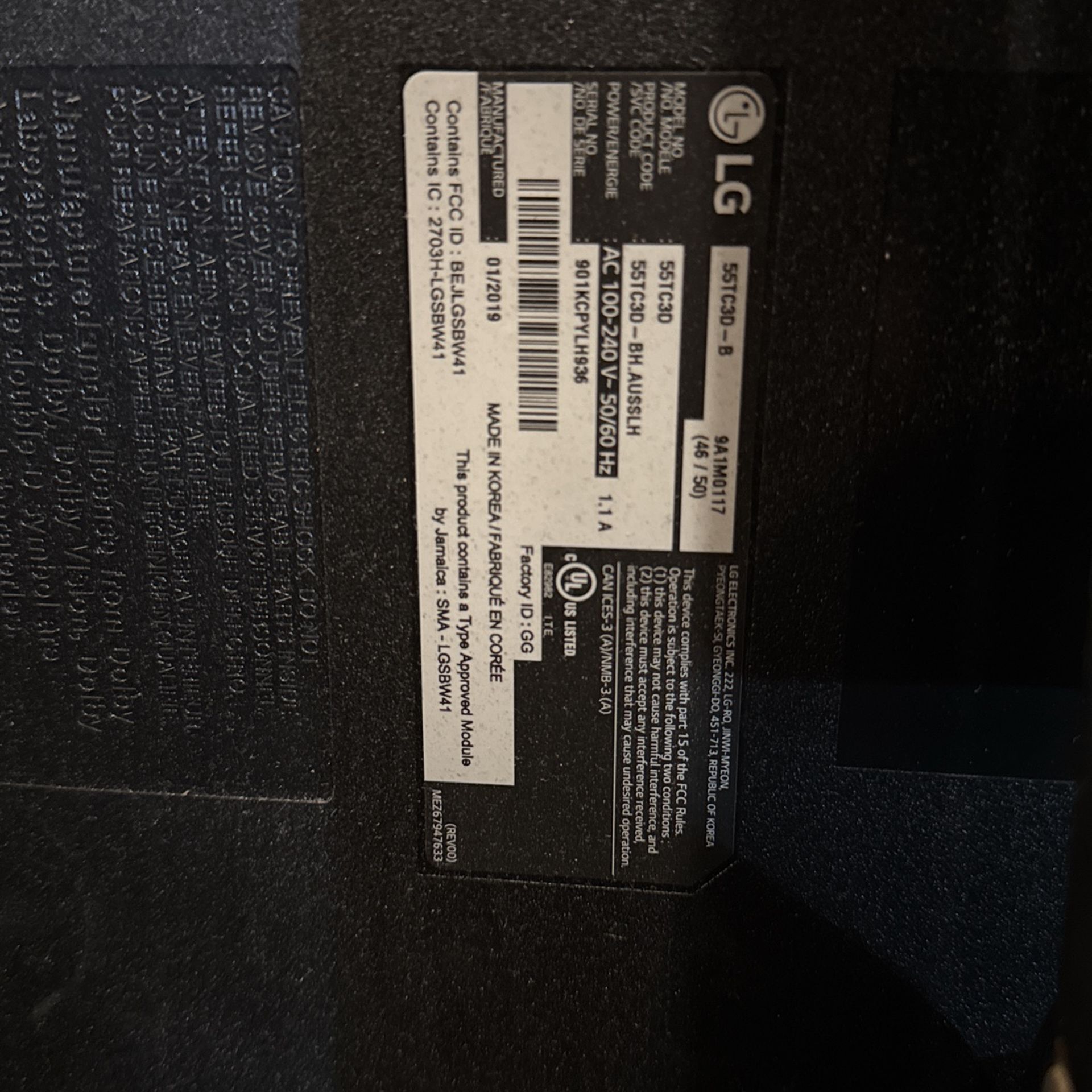 Lg 55” Touch Screen $800 Firm