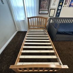 Twin Bed, Wood, Oak Color