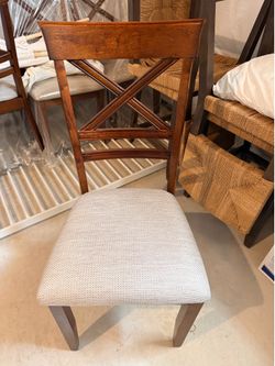 Set of 4 Wooden X-Back Dining Chairs - Comfortable Upholstered Seats