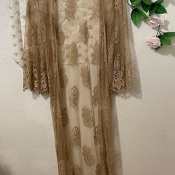 Mesh Lace Floral Cardigan Longline