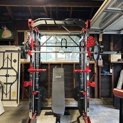 Smith Machine 200 | Adjustable Bench | 245lb Cast Iron Olympic Weights | 7ft Olympic Bar | Fitness | Gym Equipment | FREE DELIVERY/INSTALLATION 🚚 🛠️