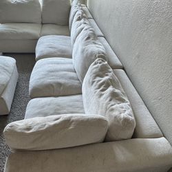 Cream Sectional Sofa + Ottoman