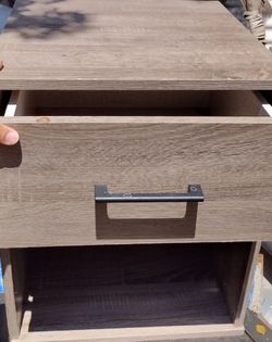 Wood Grain Nightstand with Drawer and Shelf