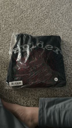 Red And Black Rhinestone Sp5der Hoodie