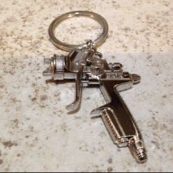 SATAjet Spray Gun Keychain Silver SATA jet Keyring IWATA DEVILBISS WALCOM