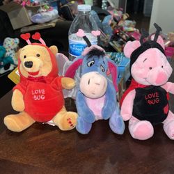 Love Bug Pooh, Piglet, Eeyore Beanie 2000