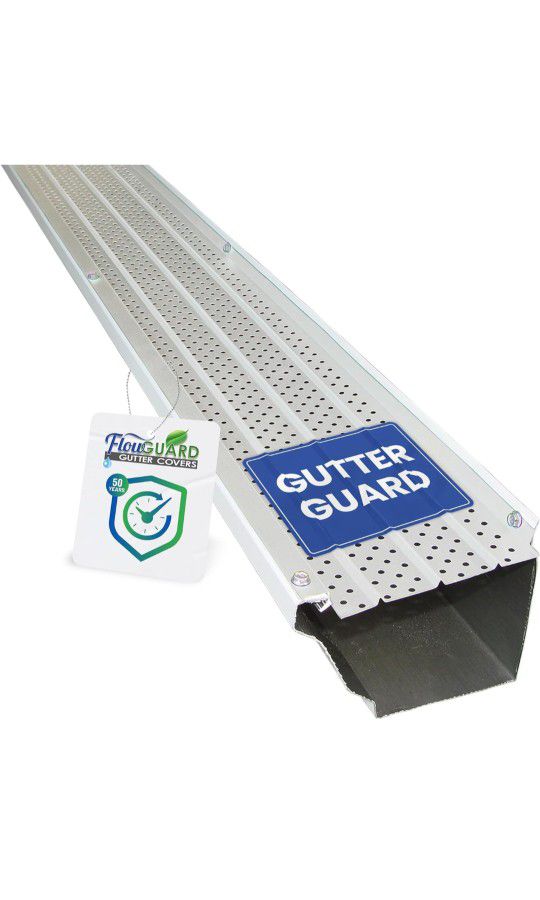 FlowGuard Premium 50-Year Gutter Cover System, 5" Aluminum Gutter Guards, 204 Feet