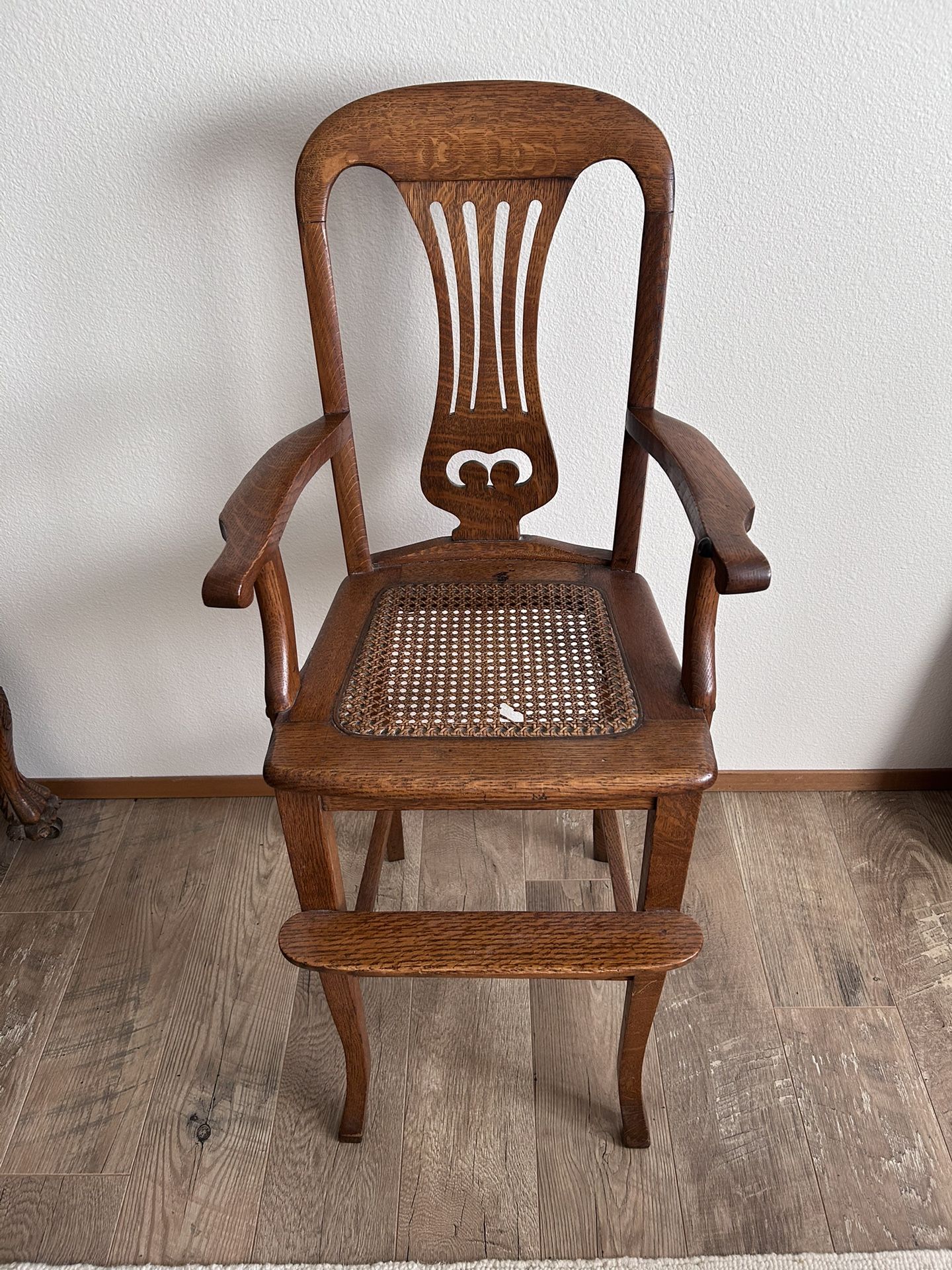 Antique Oak/Cane High Chair