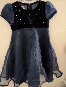 Girls Deep Blue Christmas Dress Size 6 $10