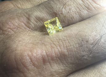 1.54 Carat Princess Cut Lab Grown Fancy  Yellow Diamond