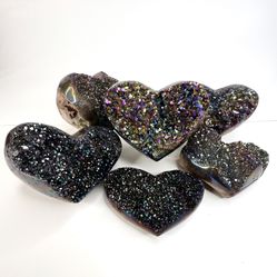 4.2-4.4in, Black Titanium Angel Aura Heart Crystal from Brazil, Healing Crystal