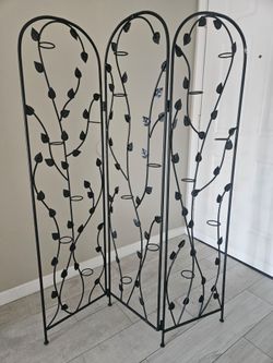 Black Wrought Iron 3-Panel Room Divider
