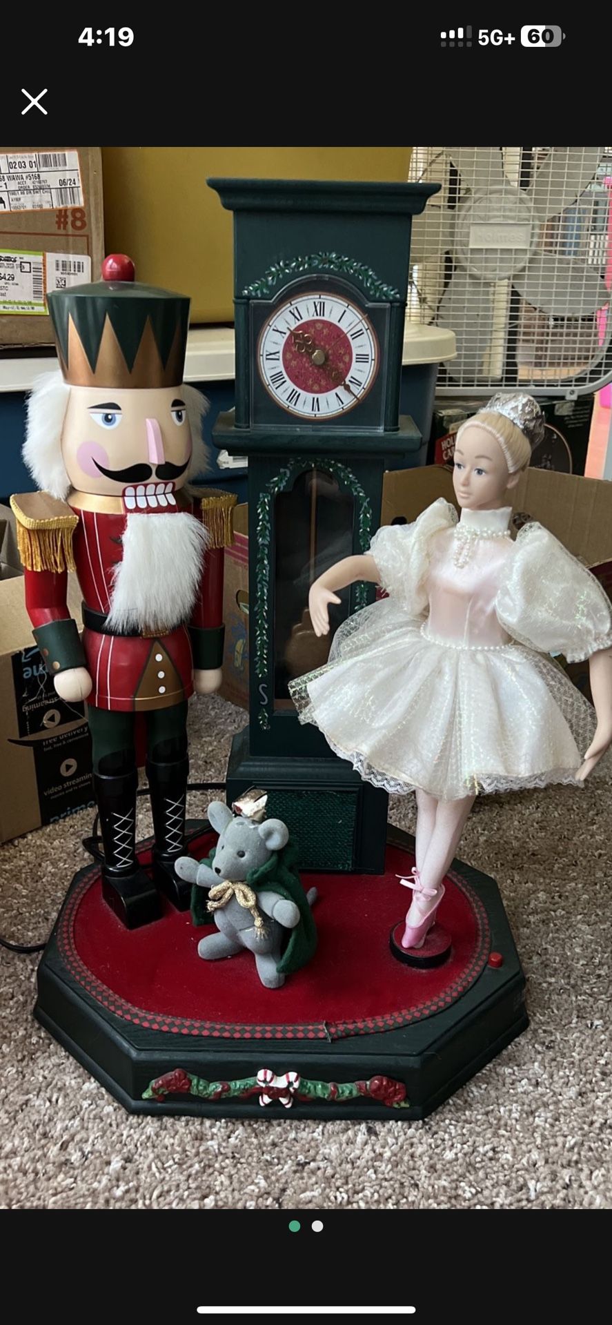 Vintage Sekio Animated Clock 20” Nutcracker & Belleria
