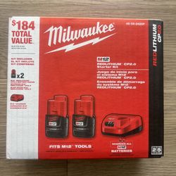 Milwaukee M12 12V Lithium-Ion Compact 2.0 Ah Battery Pack (2-Pack) Starter Kit with Charger