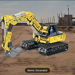 516pcs Excavator and Engineering Vehicle Building Block Set, a Children's Construction Toy with 3 Buildable Configurations to Choose From. Ideal for