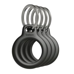 Apple AirTag Secure Holder with Key Ring Cases 4-Pack Black