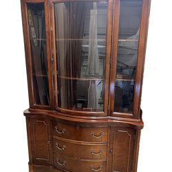 Vintage Curved Glass China Cabinet