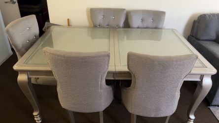 Gray table 5 chairs
