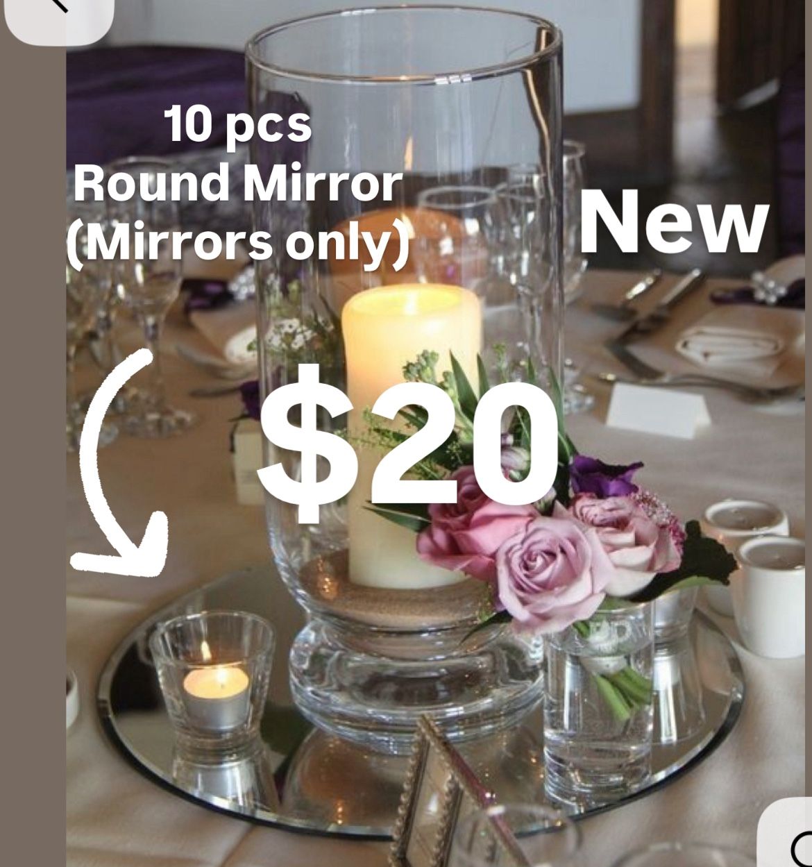 10 Pcs Round Mirrors New