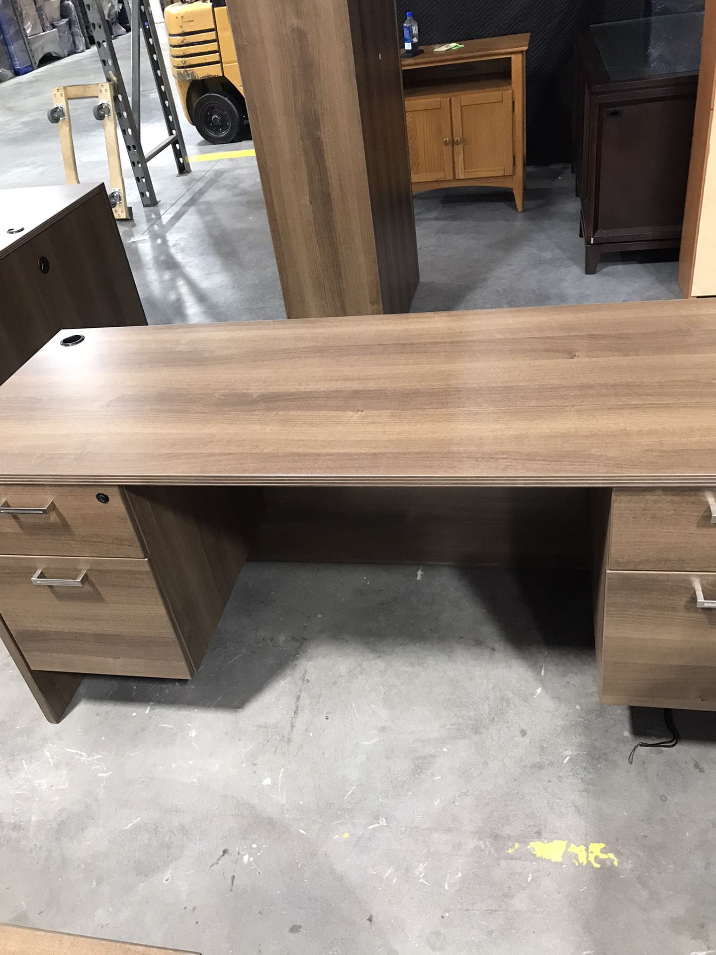 Desk with file cabinets