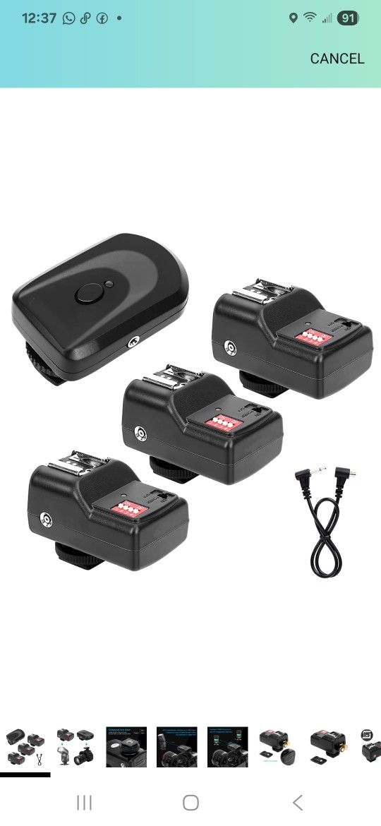 Flash Trigger Set, 433MHZ 16 Channel Speedlite Studio Shutter Release Transceiver Kit, with 1 Transmitter 3 Receivers 1 Sync Wire Cable, for, for Niko