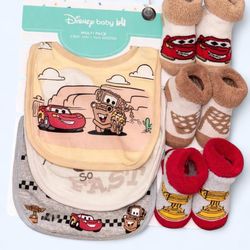 Disney Cars multi pack 3 Baby bibs & 3pair Baby Booties (9 piece set)