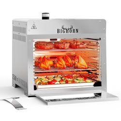 Parrilla de gas propano infrarrojo pequeña de 1500 °F – Asador portátil y estación de cerco, barbacoa de salamandra al aire libre con piedra para pizz