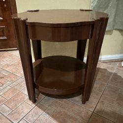 **Willing to Negotiate** Small Round Brown Table with Lower Shelf