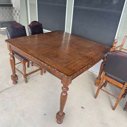 Wood Dinner Table With Chairs