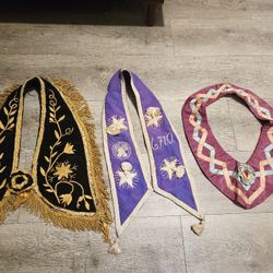 3 Antique Odd Fellows Fraternal Organization Ceremonial Sashes all $40 (AS-IS PLEASE READ)