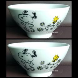 Peanuts Snoopy Woodstock Floral Ceramic Soup/cereal Bowl