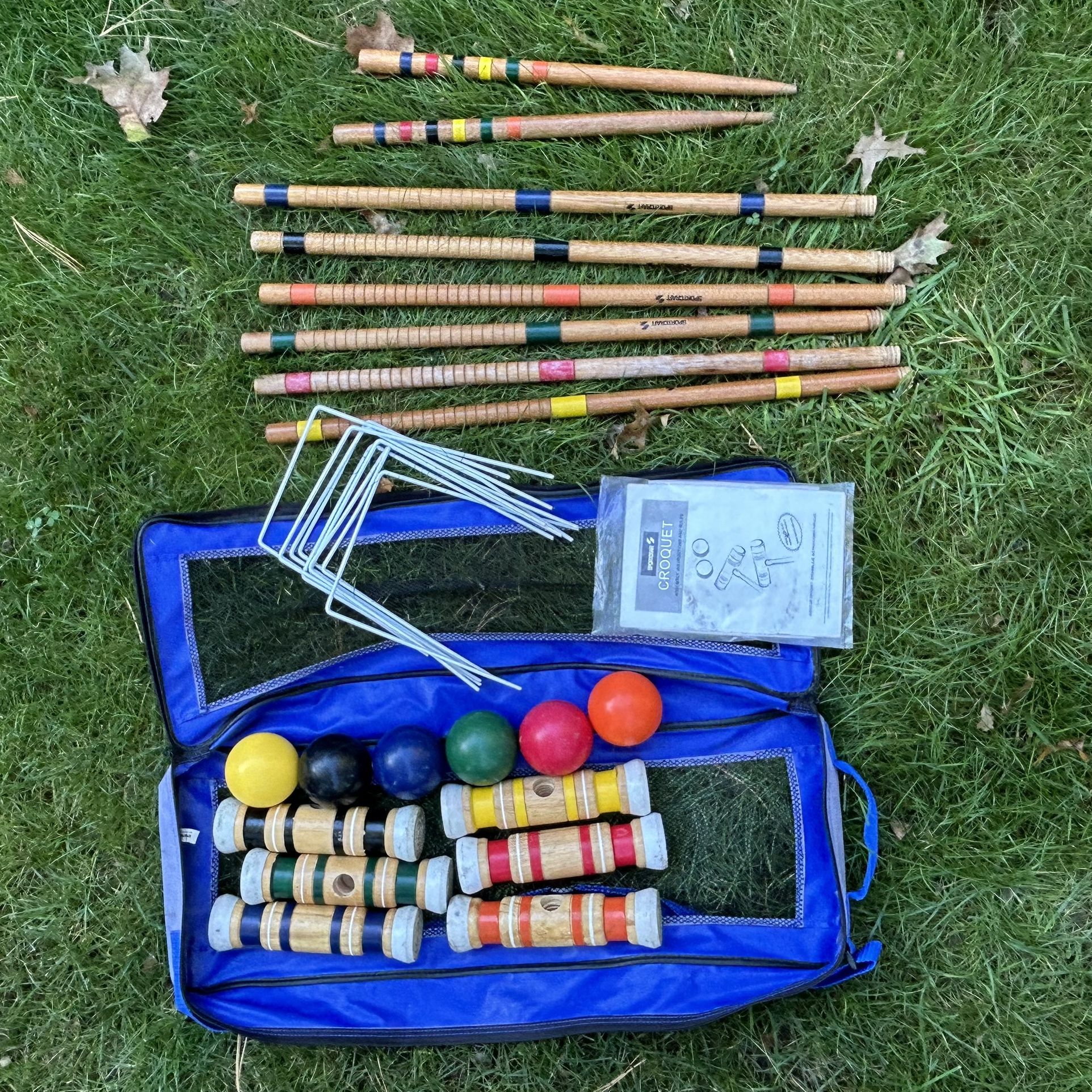 Sportcraft Outdoor Croquet Set 6 Player w/ Carrying Bag Instructions Vintage