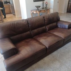 3 cushion leather couch