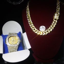 Rare Import Stones Millionaire Executive Rapper Heavy Resizable Watch Long Lasting Lab Diamond 18" Short Chain Set New
Pick up near the perimeter Mall