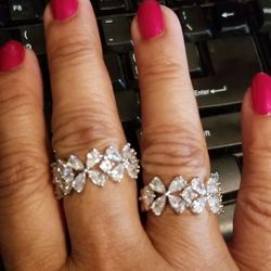 925 Sterling Silver Gemstone Ring White Sapphires