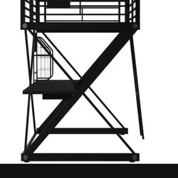 Steel Loft Bunk Bed With Desk Below