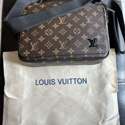 Authentic Louis Vuitton District Messenger Bag Macassar Monogram Canvas PM 